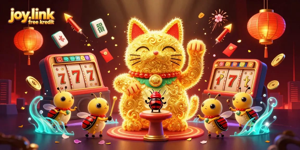 Experience joy.link free kredit with animated golden fireflies and exciting casino elements.