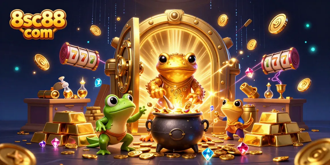 Experience thrilling wins with 8sc88 com in a vibrant gold-themed casino scene.