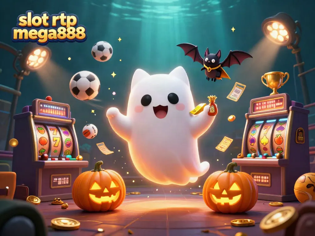 Play slot rtp mega888 as a ghost cat navigates a haunted casino filled with glowing jackpots.