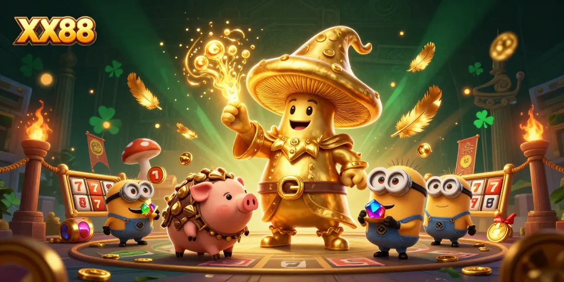 Engage in thrilling casino action with XX88's vibrantly illustrated characters and dynamic elements.