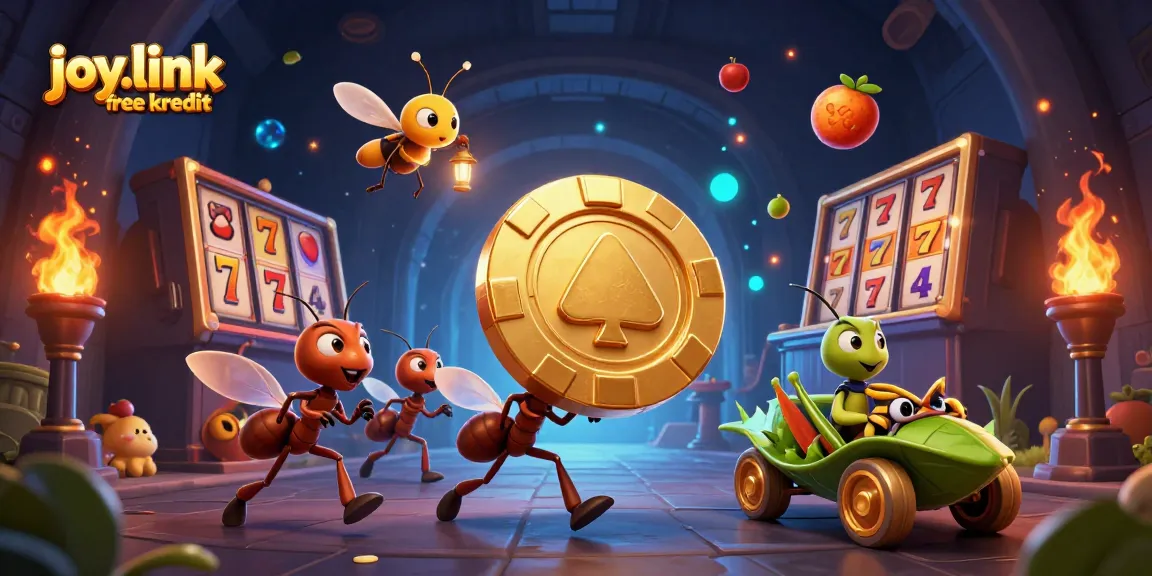 Experience the thrill of joy.link free kredit with a team of ants carrying a giant poker chip in a fun heist scene.