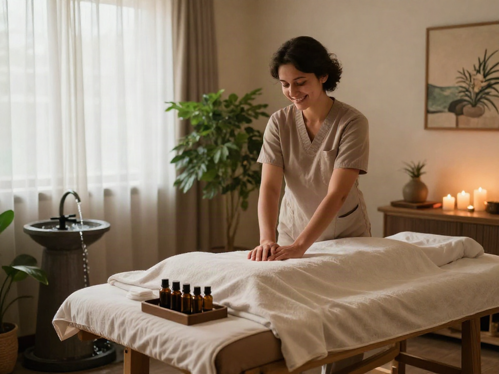 Relaxation during 경기광주출장안마 massage therapy in a peaceful spa setting