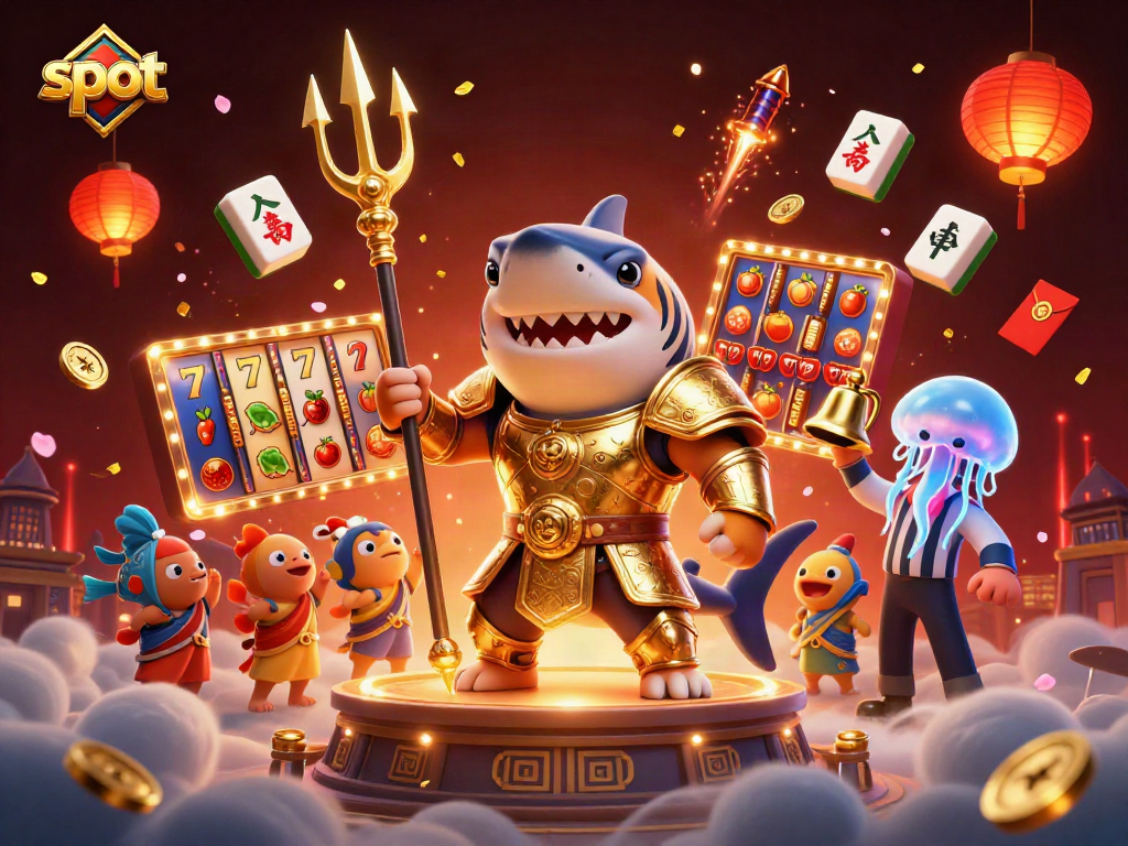 Spin the slot reels featuring a tiger shark in armor at an underwater colosseum.