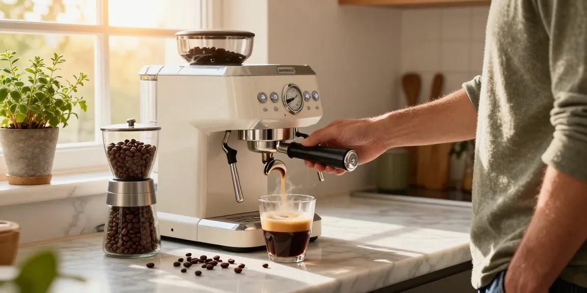 ROKOK88 espresso machine brewing rich espresso in a modern kitchen.
