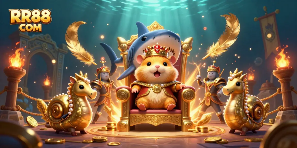 Engage in thrilling casino action with RR88 COM featuring a golden hamster king and lavish game elements.