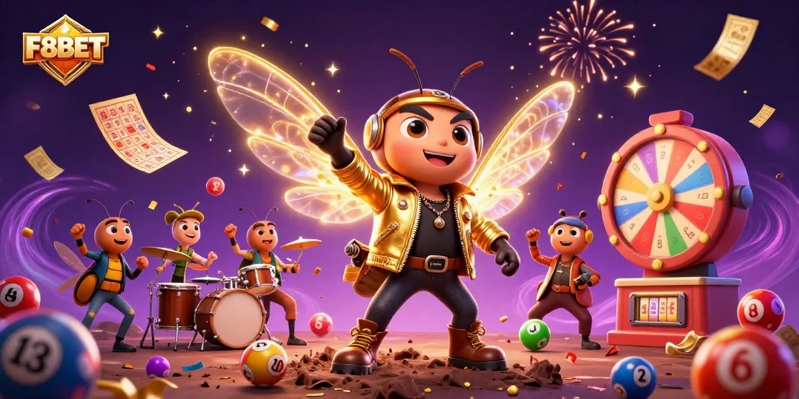 Experience the excitement of F8BET with dynamic lottery action and rock star characters in 3D!
