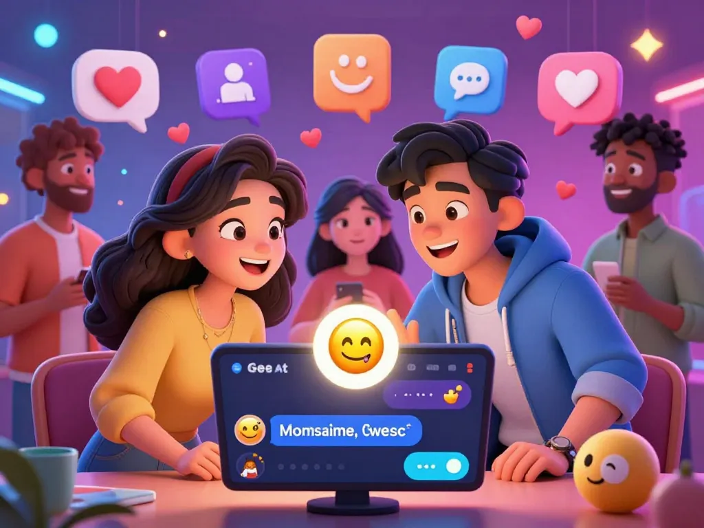 Engaging scene of animated avatars in a lively space for AI sex chat, showcasing diverse personalities and playful interactions.