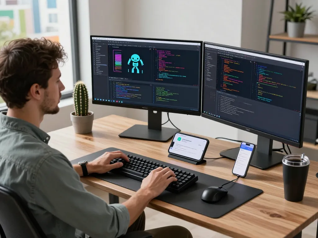 Developer using Clawdbot mac from a modern workspace in a bright environment.