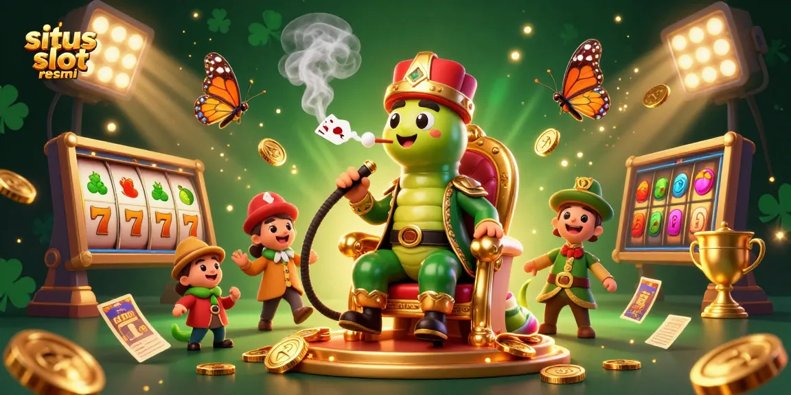 Engage with situs slot resmi as the caterpillar master commands fortune, surrounded by rich casino elements.