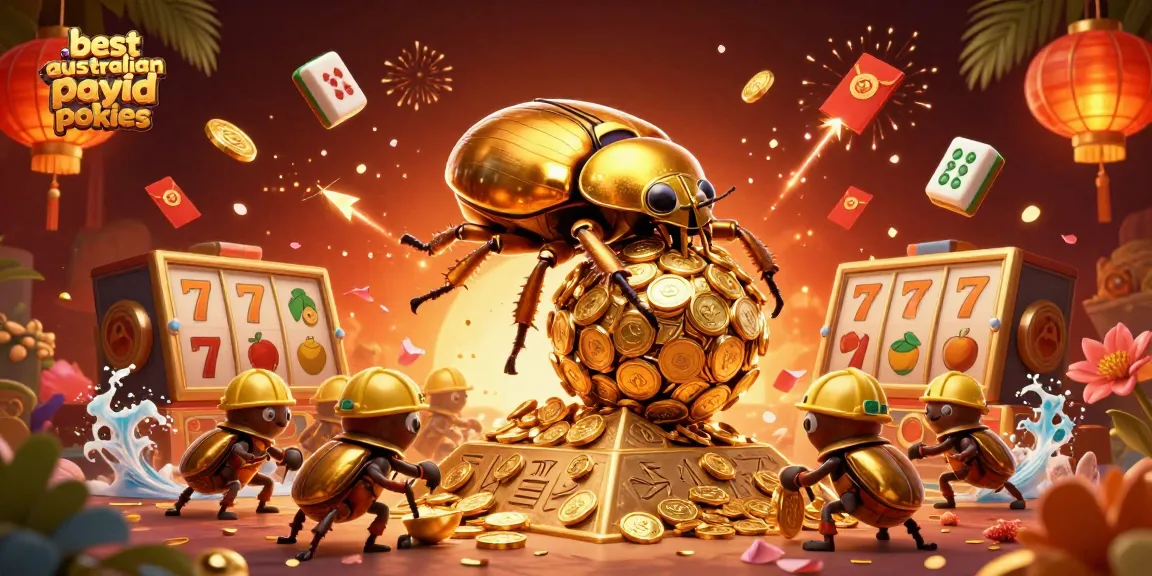 Discover the best Australian PayID pokies with exciting features and winning strategies in this vibrant illustration.