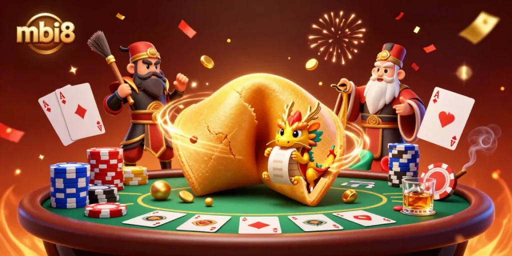 Engage with thrilling gameplay at mbi8, featuring vibrant casino elements and winning cards.