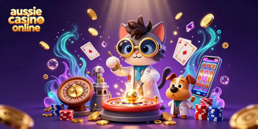 Engage with the sparkling world of aussie casino online, featuring vibrant characters and dynamic gaming elements.